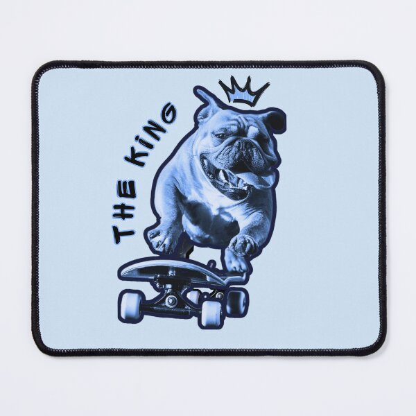 Item preview, The King, skateboarding dog, blue skateboard sticker effect graphics, bulldog designed and sold by silent-violin.