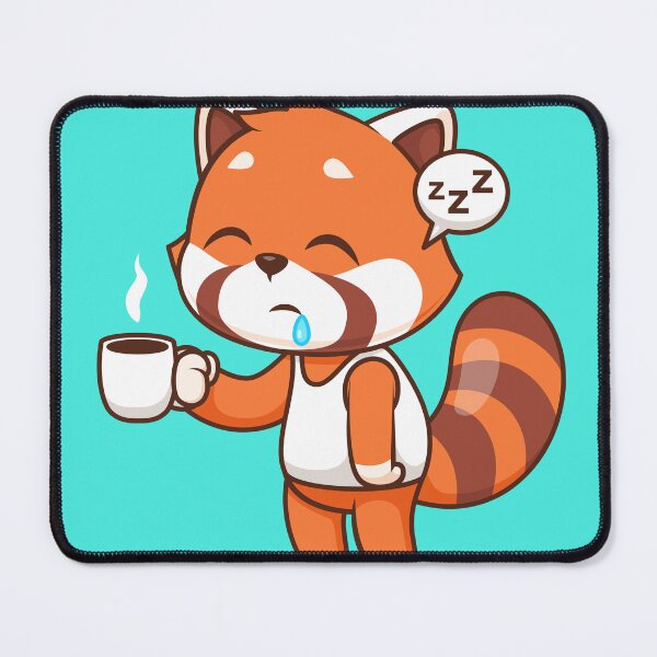 Item preview, Cute Sleepy Red Panda Holding Coffee Cartoon Vector Icon designed and sold by hjian8219.