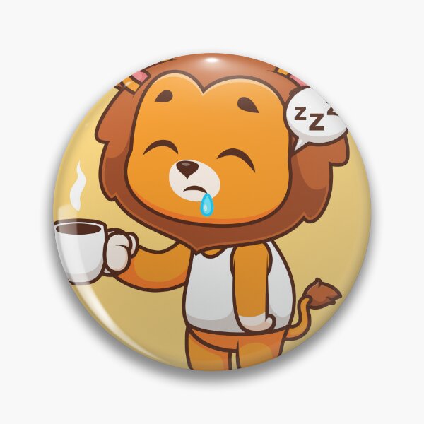 Item preview, Cute Sleepy Lion Holding Coffee Cartoon Vector Icon designed and sold by hjian8219.