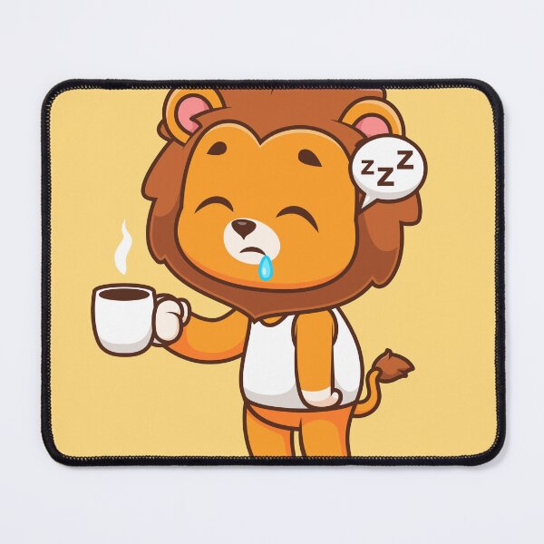 Item preview, Cute Sleepy Lion Holding Coffee Cartoon Vector Icon designed and sold by hjian8219.