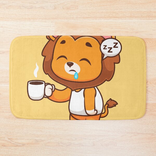 Item preview, Cute Sleepy Lion Holding Coffee Cartoon Vector Icon designed and sold by hjian8219.