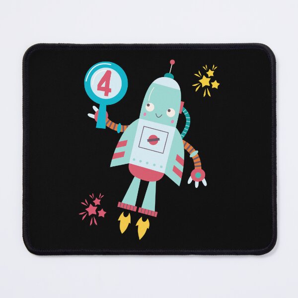 Item preview, Kids 4 year old birthday 4th Birthday Cute Robot Science print designed and sold by farhanhafeez.
