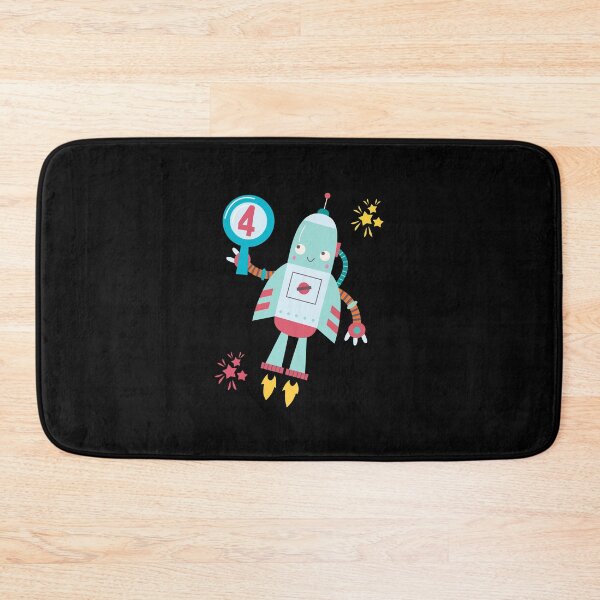 Item preview, Kids 4 year old birthday 4th Birthday Cute Robot Science print designed and sold by farhanhafeez.