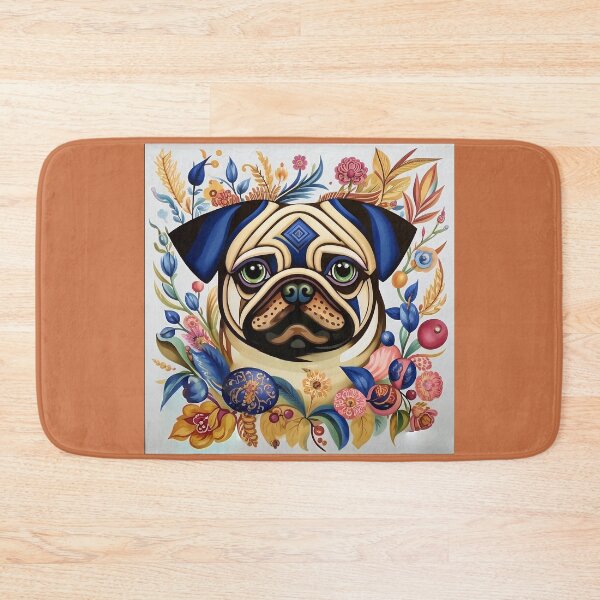 Item preview, A pug dog among mysterious flowers. designed and sold by Natalia-Vlad.