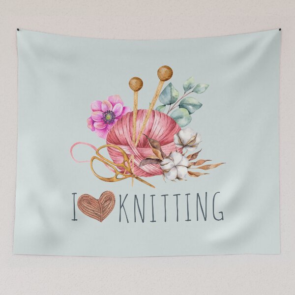 Item preview, Cute I Love Knitting Floral Yarn designed and sold by darkskydelights.