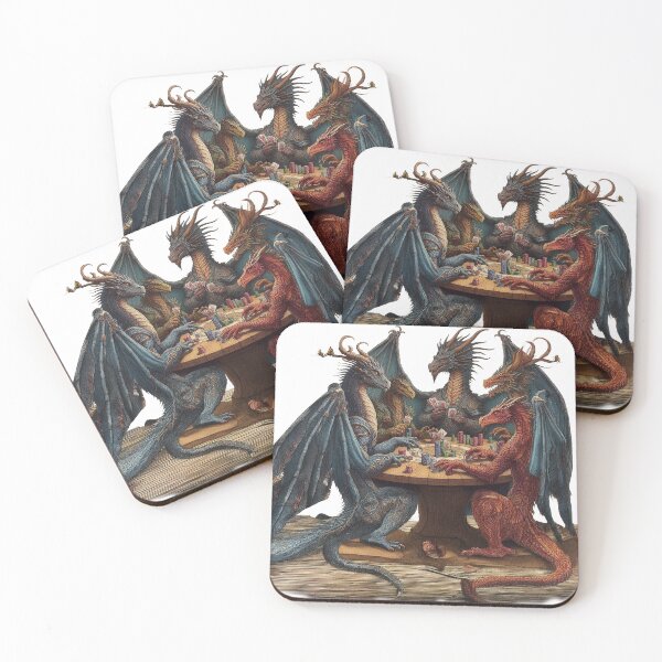 Item preview, dragons playing poker designed and sold by Foxlindesigns.