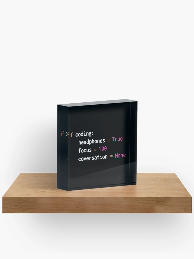 Thumbnail 2 of 5, Acrylic Block, Python programming product with funny Python coding print designed and sold by farhanhafeez.