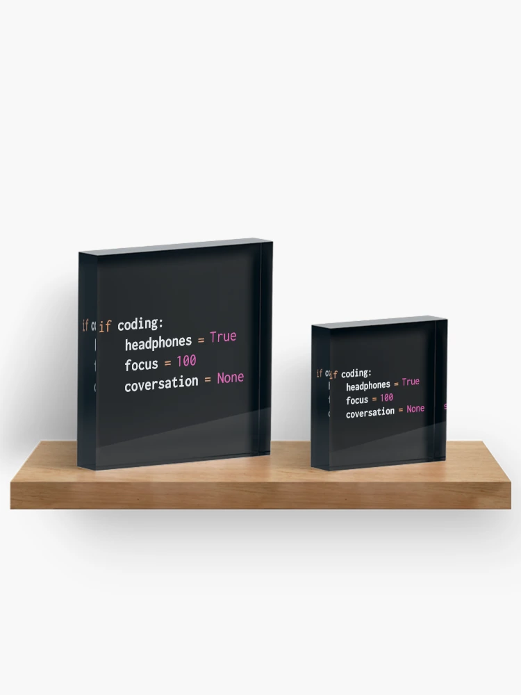 Thumbnail 3 of 5, Acrylic Block, Python programming product with funny Python coding print designed and sold by farhanhafeez.