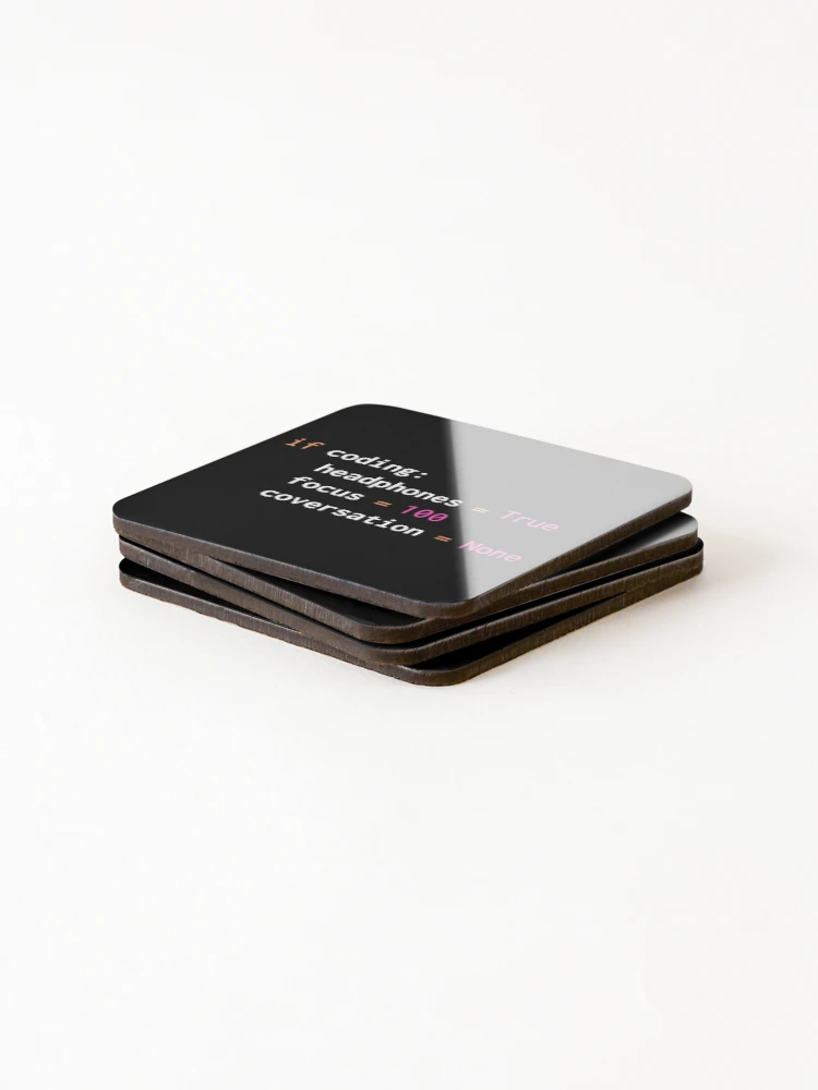 Thumbnail 4 of 5, Coasters (Set of 4), Python programming product with funny Python coding print designed and sold by farhanhafeez.