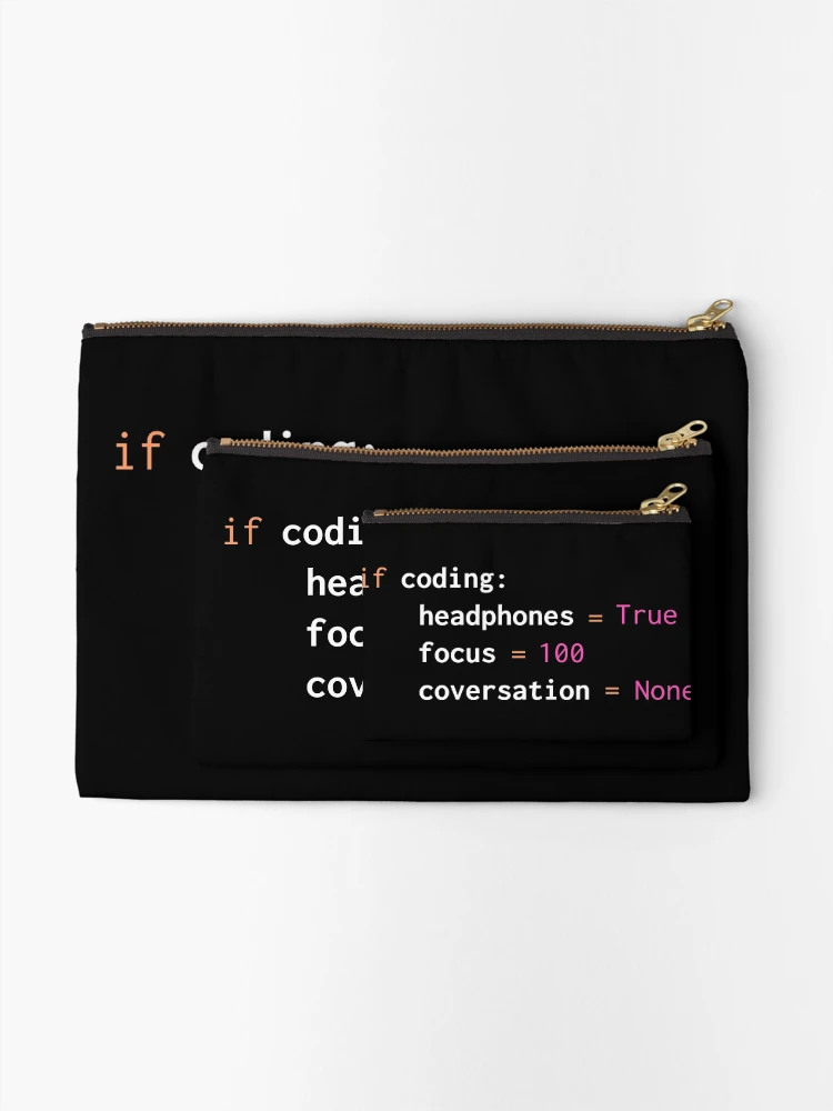 Thumbnail 2 of 4, Zipper Pouch, Python programming product with funny Python coding print designed and sold by farhanhafeez.