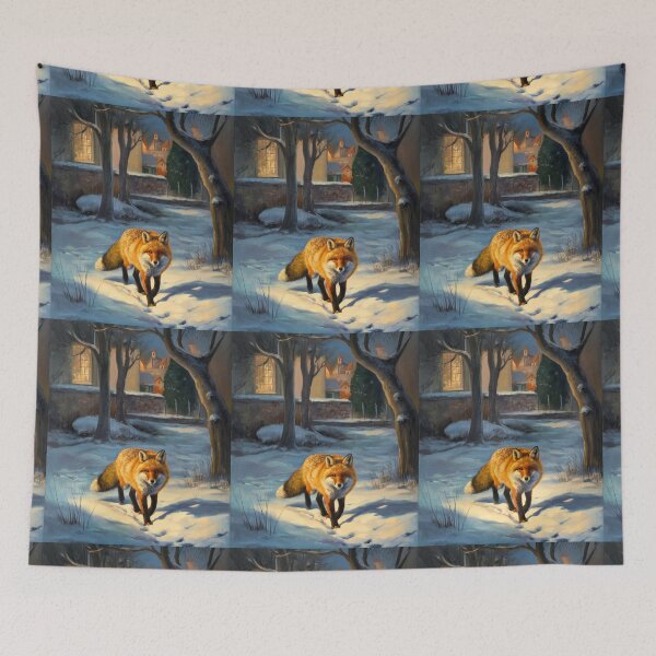 Item preview, Fox Portrait. Winter season, snowy fox, vintage fox, fox painting, Camille Pissarro style designed and sold by FoxVibes.