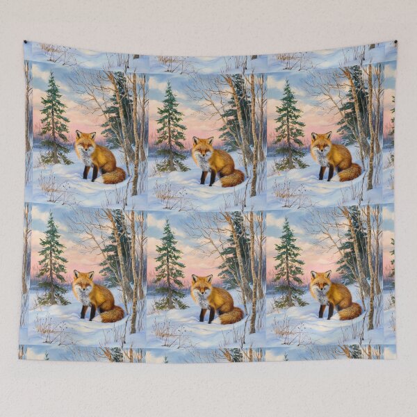 Item preview, Fox Portrait. Winter season, snowy fox, vintage fox, fox painting, Camille Pissarro style designed and sold by FoxVibes.