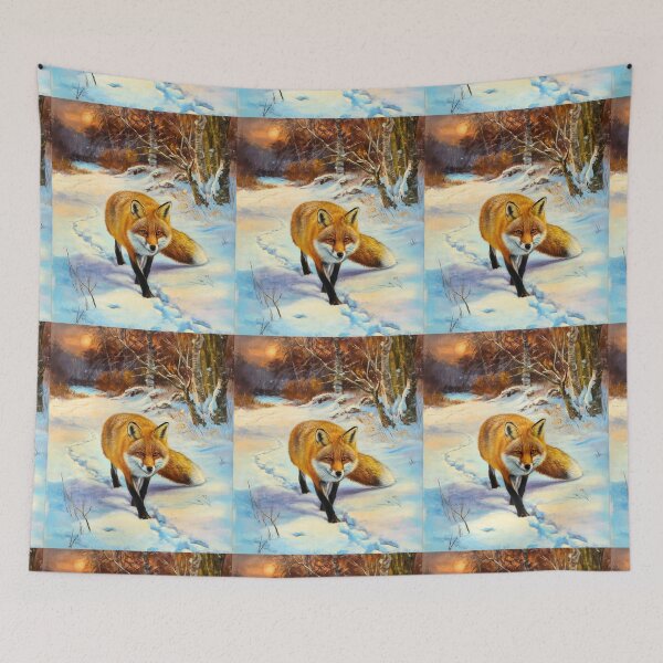 Item preview, Fox Portrait. Winter season, snowy fox, vintage fox, fox painting, Camille Pissarro style designed and sold by FoxVibes.
