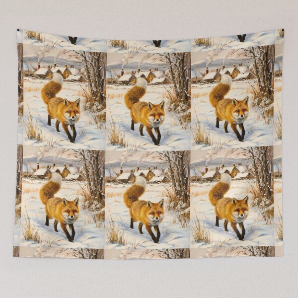 Item preview, Fox Portrait. Winter season, snowy fox, vintage fox, fox painting, Camille Pissarro style designed and sold by FoxVibes.