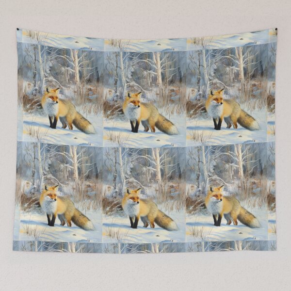Item preview, Fox Portrait. Winter season, snowy fox, vintage fox, fox painting, Camille Pissarro style designed and sold by FoxVibes.