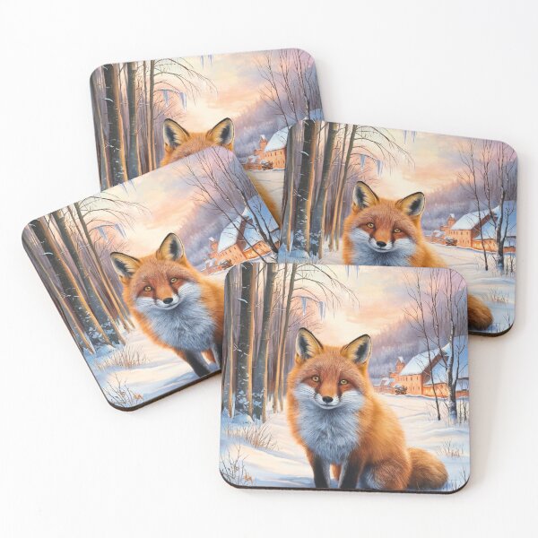 Item preview, Fox Portrait. Winter season, snowy fox, vintage fox, fox painting, Camille Pissarro style designed and sold by FoxVibes.