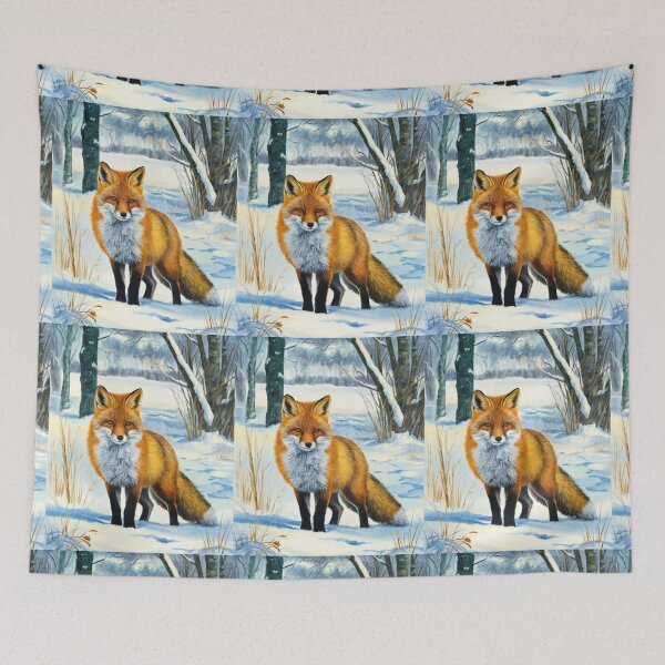Item preview, Fox Portrait. Winter season, snowy fox, vintage fox, fox painting, Camille Pissarro style designed and sold by FoxVibes.