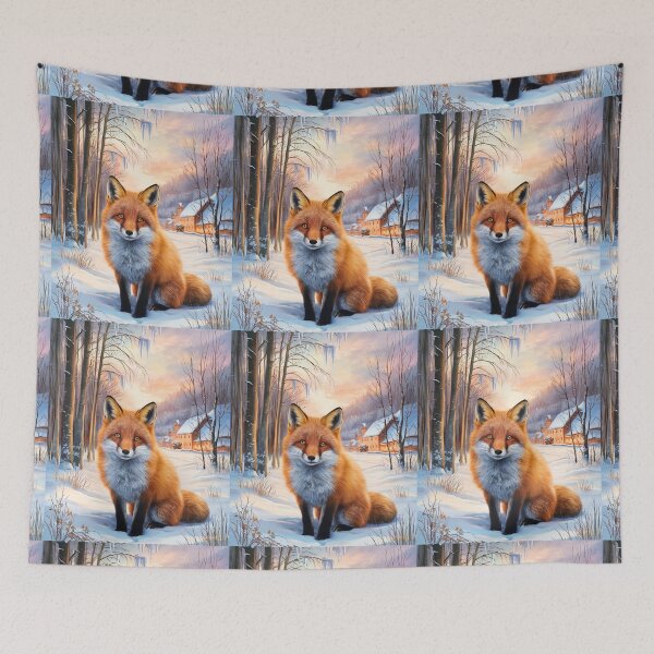 Artikelvorschau, Fuchs-Porträt. Wintersaison, Schneefuchs, Vintage-Fuchs, Fuchs-Malerei, Camille Pissarro-Stil entworfen und verkauft von FoxVibes.