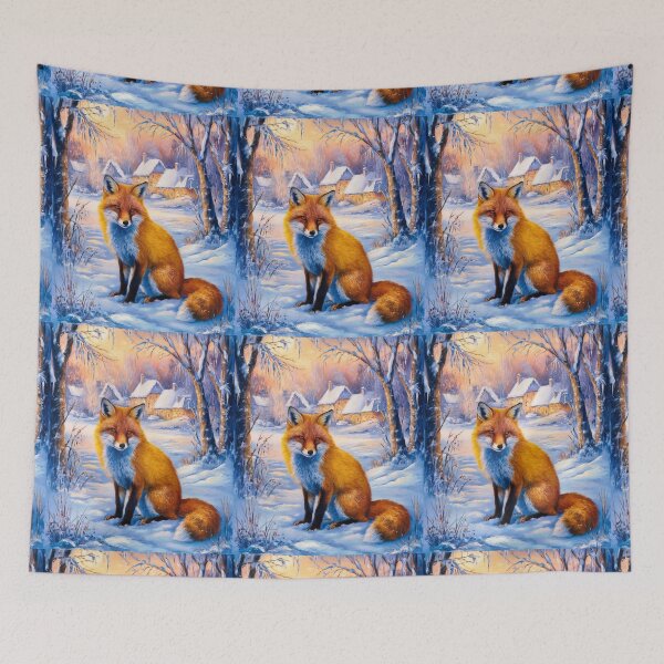 Item preview, Fox Portrait. Winter season, snowy fox, vintage fox, fox painting, Camille Pissarro style designed and sold by FoxVibes.