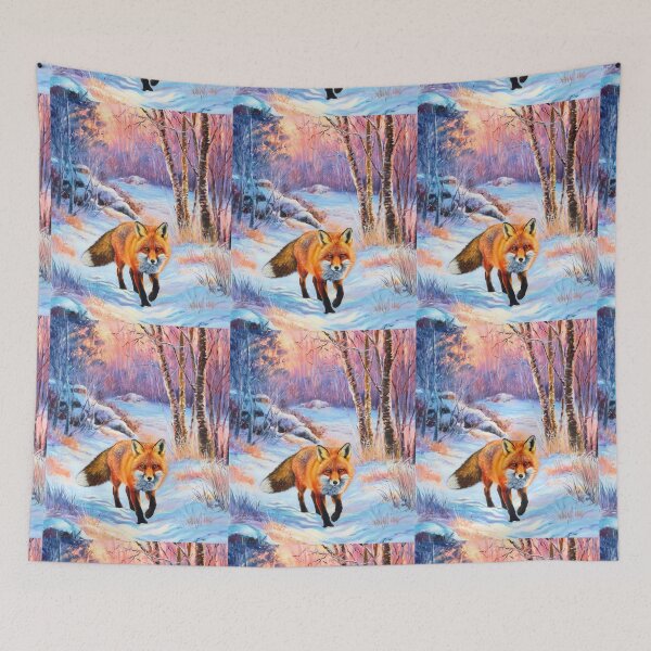 Item preview, Fox Portrait. Winter season, snowy fox, vintage fox, fox painting, Camille Pissarro style designed and sold by FoxVibes.