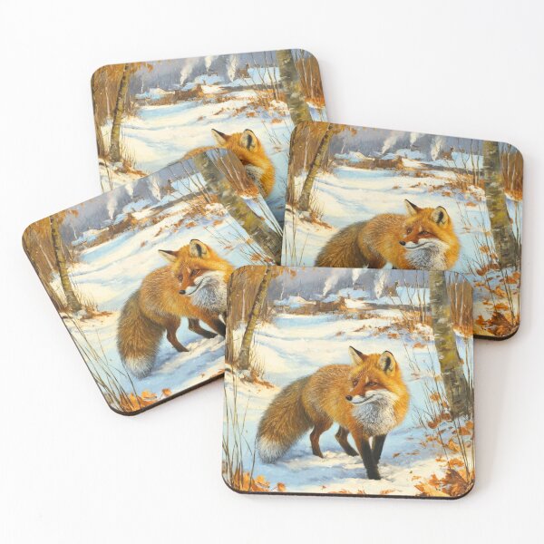 Item preview, Fox Portrait. Winter season, snowy fox, vintage fox, fox painting, Camille Pissarro style designed and sold by FoxVibes.