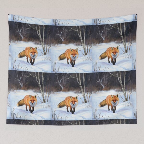 Item preview, Fox Portrait. Winter season, snowy fox, vintage fox, fox painting, Camille Pissarro style designed and sold by FoxVibes.