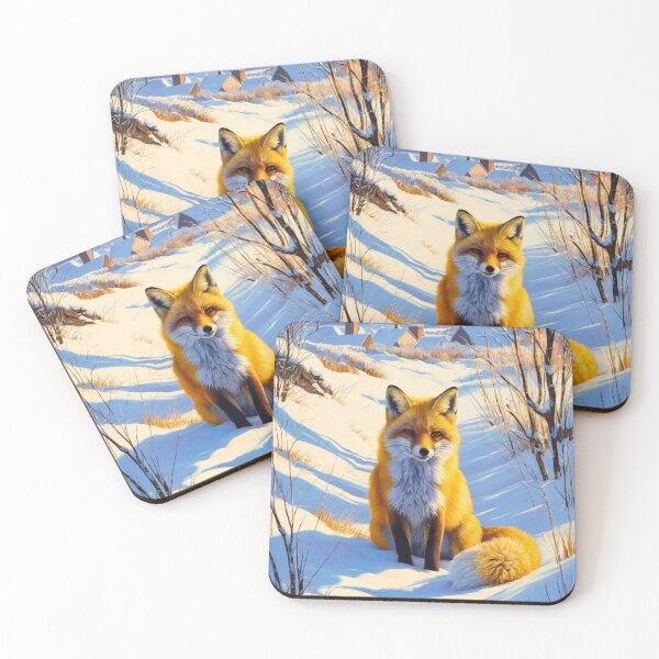Item preview, Fox Portrait. Winter season, snowy fox, vintage fox, fox painting, Camille Pissarro style designed and sold by FoxVibes.