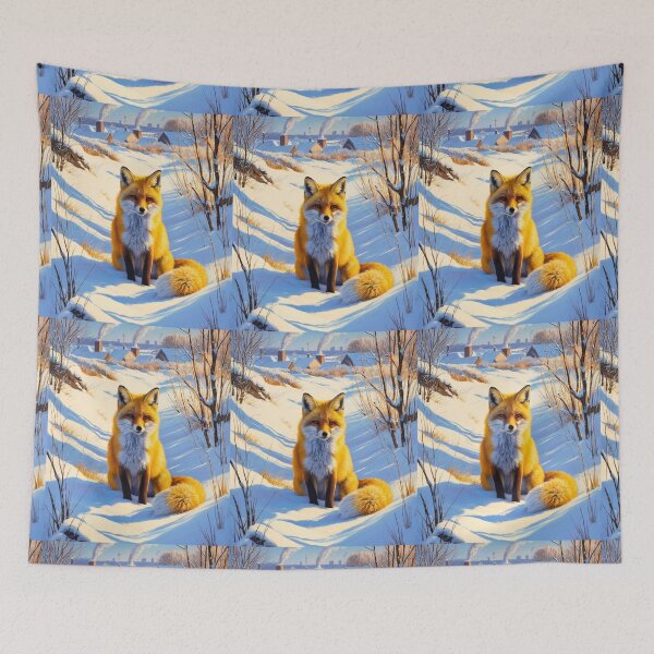 Item preview, Fox Portrait. Winter season, snowy fox, vintage fox, fox painting, Camille Pissarro style designed and sold by FoxVibes.