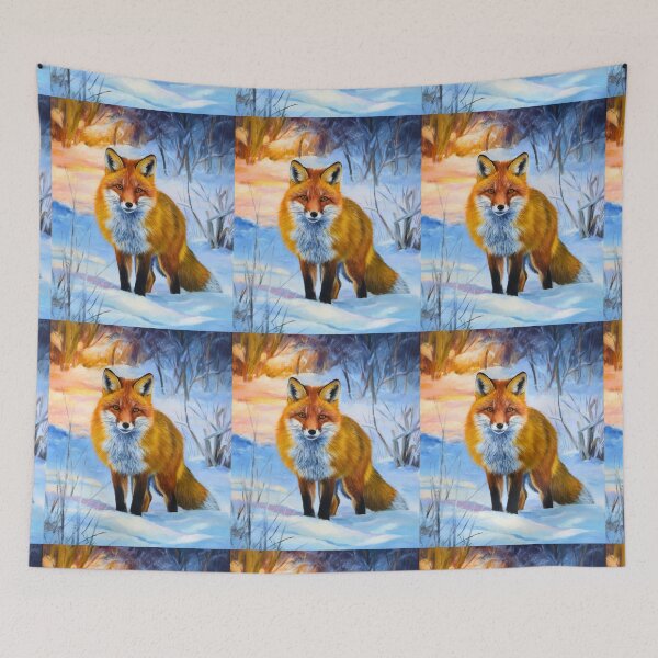 Item preview, Fox Portrait. Winter season, snowy fox, vintage fox, fox painting, Camille Pissarro style designed and sold by FoxVibes.