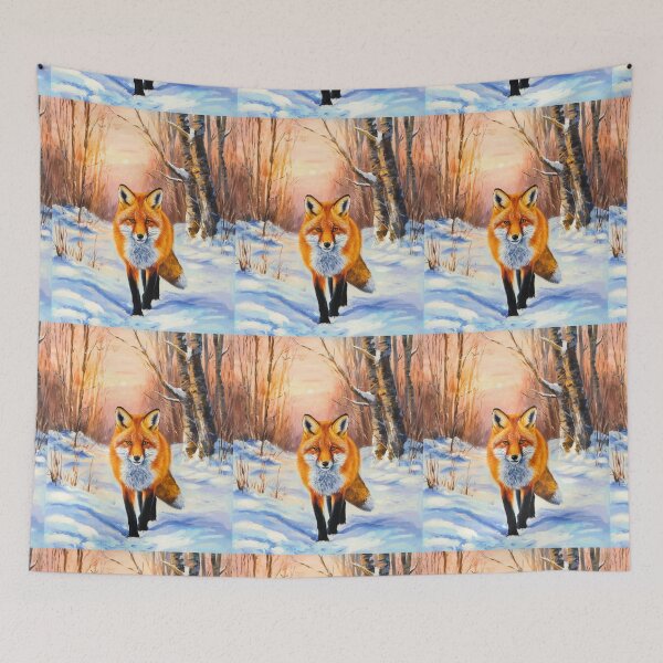 Item preview, Fox Portrait. Winter season, snowy fox, vintage fox, fox painting, Camille Pissarro style designed and sold by FoxVibes.