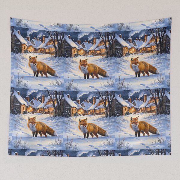 Item preview, Fox Portrait. Winter season, snowy fox, vintage fox, fox painting, Camille Pissarro style designed and sold by FoxVibes.