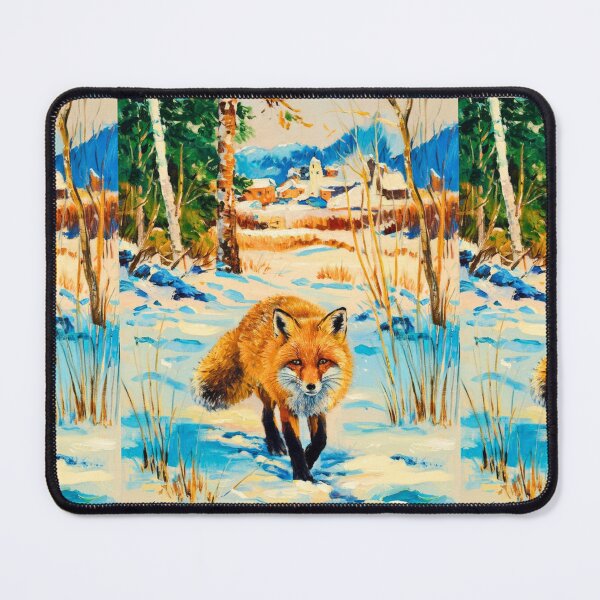 Item preview, Fox Portrait. Winter season, snowy fox, vintage fox, fox painting, Camille Pissarro style designed and sold by FoxVibes.