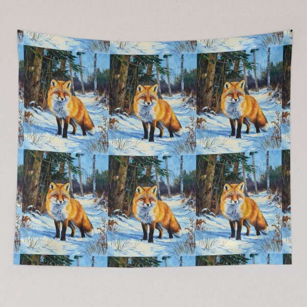 Item preview, Fox Portrait. Winter season, snowy fox, vintage fox, fox painting, Camille Pissarro style designed and sold by FoxVibes.