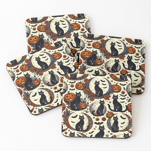 Item preview, Spooky Halloween Cats, Moon Pattern designed and sold by Travelcases.