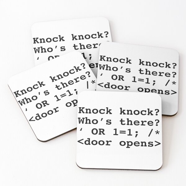 Item preview, Funny SQL print SQL Injection Knock Knock Joke product design graphic designed and sold by farhanhafeez.