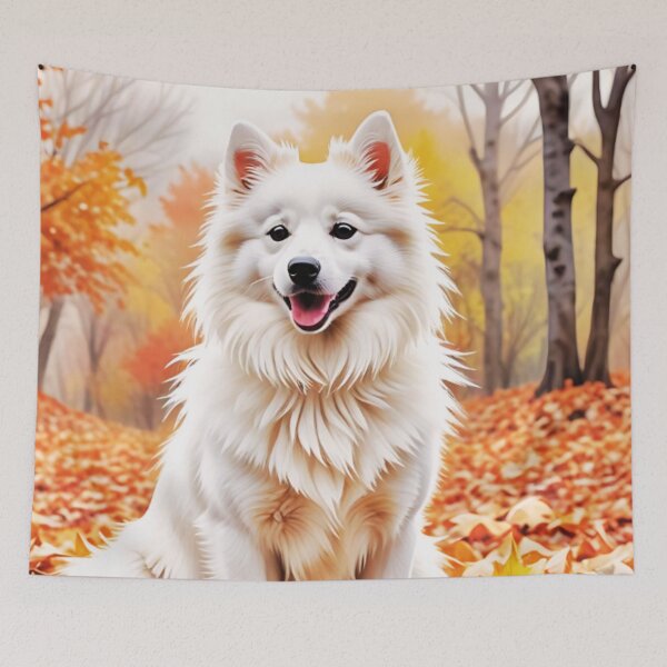 Item preview, American Eskimo Dog In Autumn designed and sold by TheAnimalZ00.