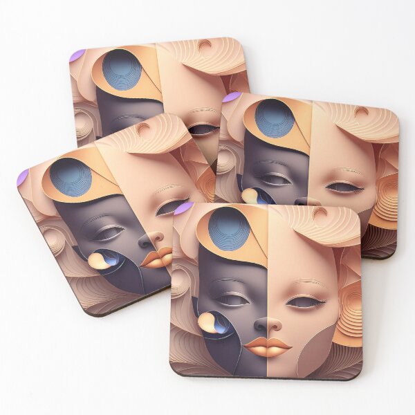 Item preview, Face divided into two halves, one dark and one light, with various shapes and colors surrounding it. designed and sold by danohis2.