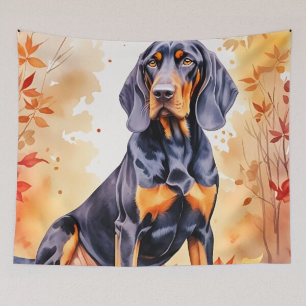 Item preview, Black And Tan Coonhound In Autumn designed and sold by TheAnimalZ00.