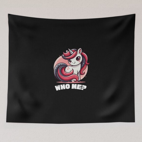 Item preview, "Who Me?" - The Red and Black Adorable Sassy Unicorn designed and sold by 3DAF.