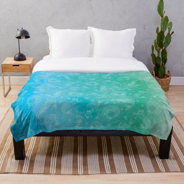Aperçu de l'œuvre Motif Purrmaid bleu vert créée et vendue par PizzaCatStudio.