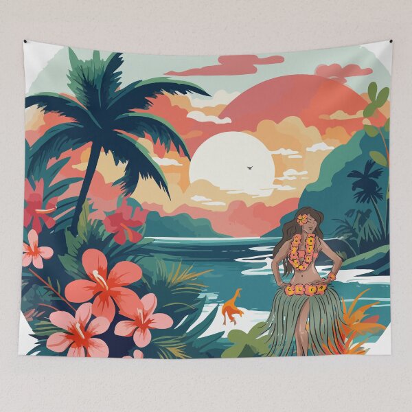 Item preview, Tropical Aloha Sunset with Hula Dancer designed and sold by MaverickMarks.