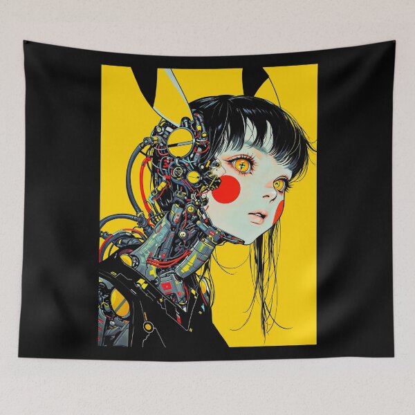 Item preview, Cyborg Girl Dystopian Vaporwave  designed and sold by ShurikenStar.