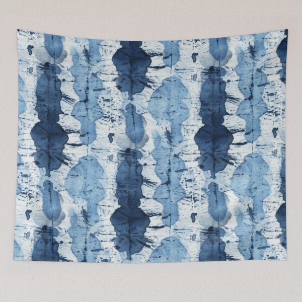 Item preview, Seamless tie-dye pattern of indigo color on white silk.  Shibori dyeing. designed and sold by lamarmarina.