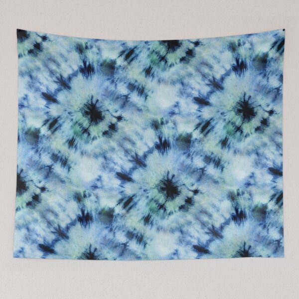 Item preview, Seamless tie-dye pattern of indigo color on white silk.  Shibori dyeing. designed and sold by lamarmarina.
