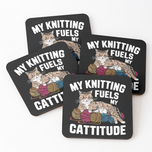 Item preview, My Knitting Fuels My Cattitude Funny designed and sold by HeadTurningArt.
