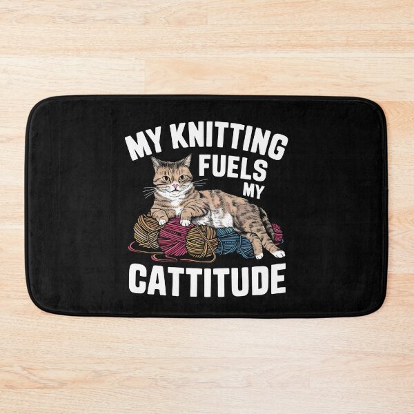 Item preview, My Knitting Fuels My Cattitude Funny designed and sold by HeadTurningArt.