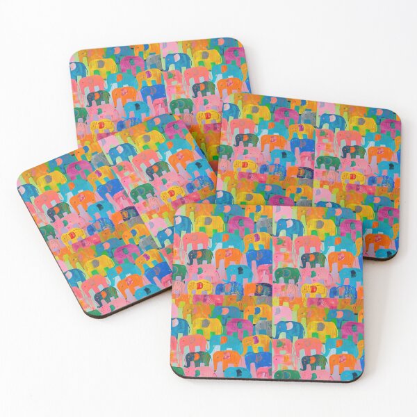 Item preview, drawing geometric seamless elephant pattern,vintageมcolorful African Indian elephant designed and sold by HerbGimmick.