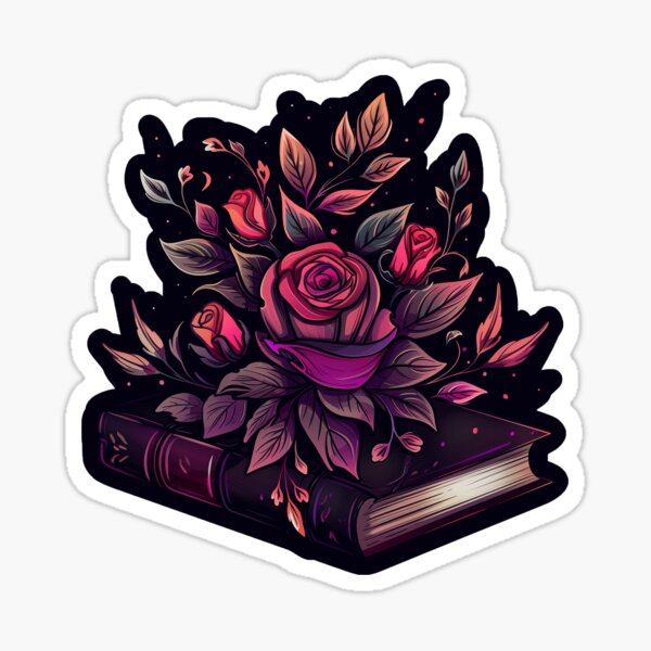 Dark Romance Book with Flowers Sticker