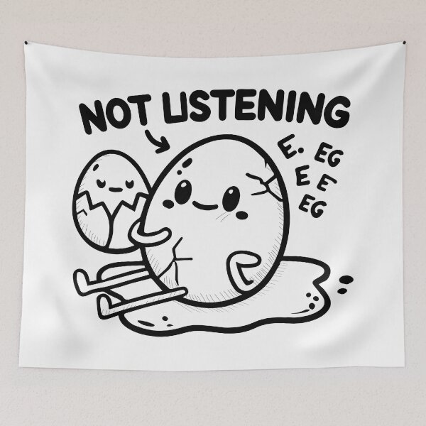 Item preview, Funny 'Not Listening' Cracked Egg Cartoon  designed and sold by KARTICK DUTTA.