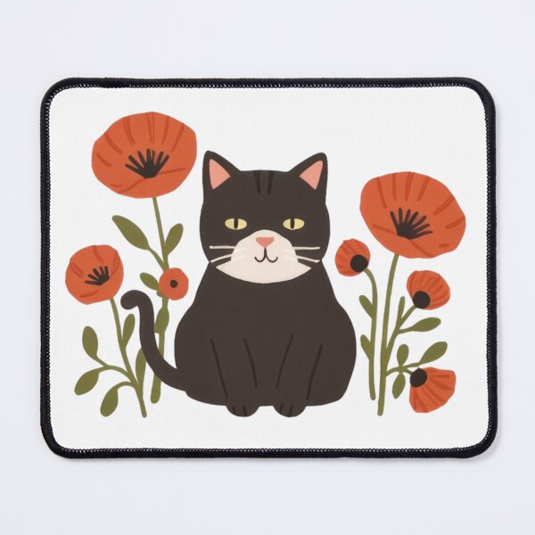 Item preview, Cute, chubby, funny black kitten among poppies. designed and sold by SaraSumi.